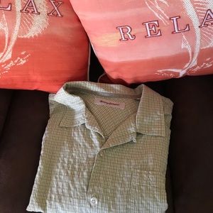 Tommy Bahama, Green (Checkered), Short Sleeve, XLX